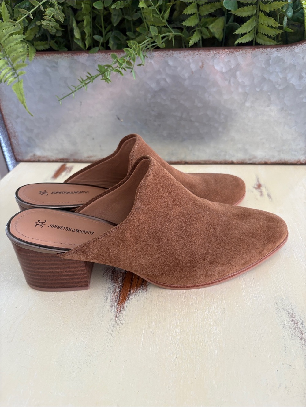 Johnston & Murphy Trista Suede Mules Brown Leather Slip-On Women’s Size 11 - Picture 5 of 8